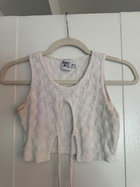 Princess Polly Checkered Textured Open-Front Crop Top